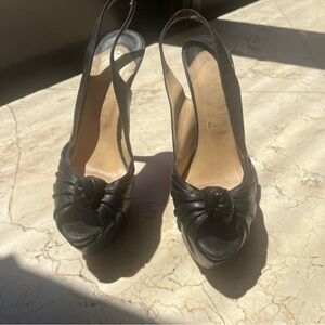Black leather Christian Louboutin Slingback Heels